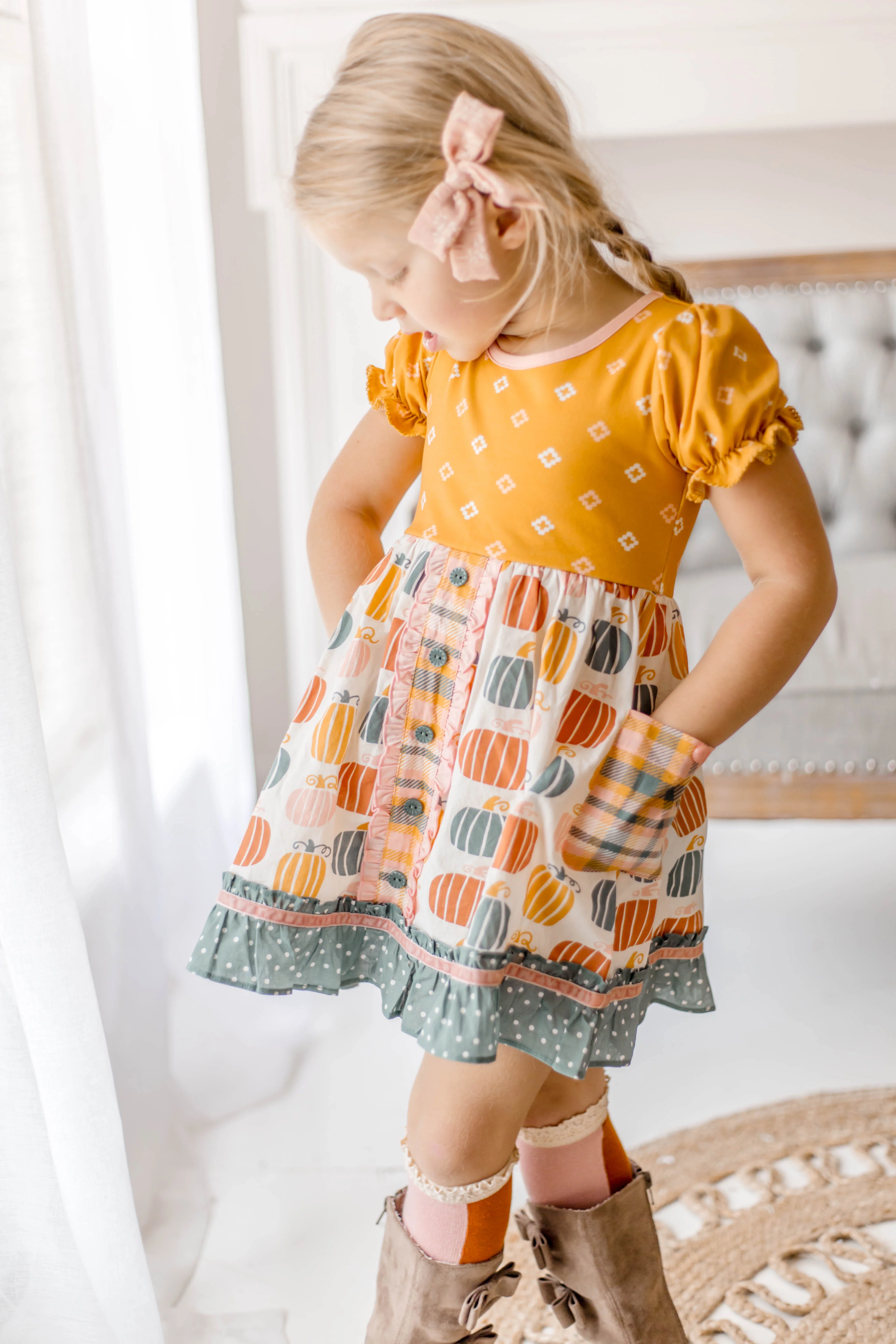 Little Pumpkin Jubilee Button Dress - Image 9